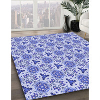 Patterned Royal Blue Rug, pat2487blu