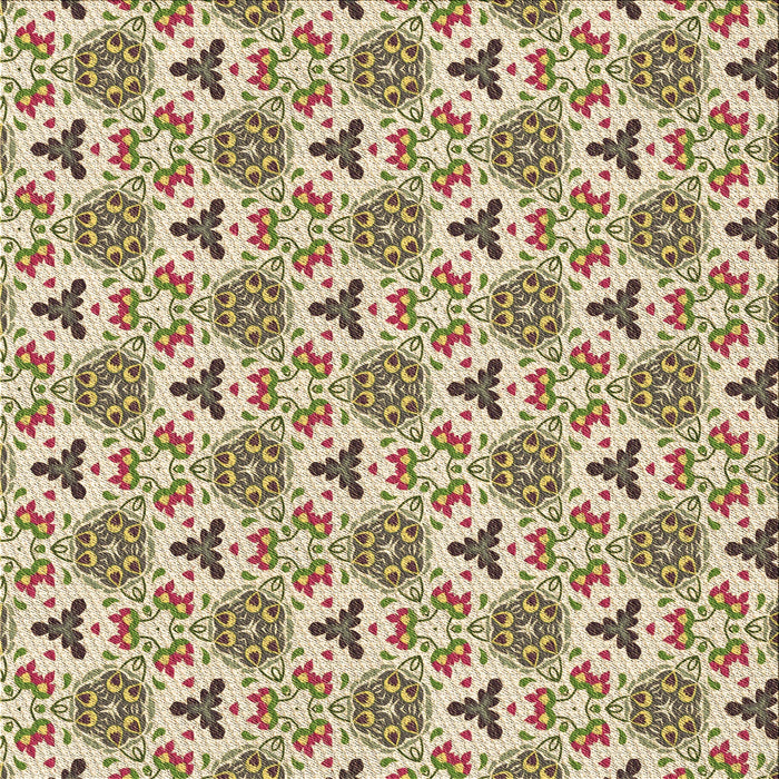 Round Patterned Khaki Gold Rug, pat2487brn
