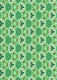 Machine Washable Transitional Green Rug, wshpat2487grn