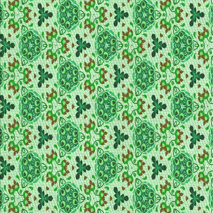 Machine Washable Transitional Green Rug, wshpat2487grn