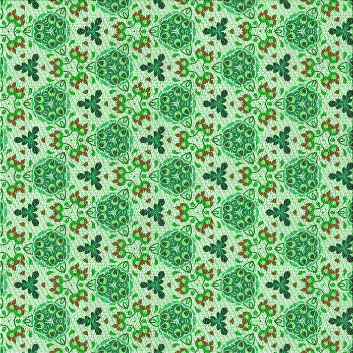 Round Machine Washable Transitional Green Rug, wshpat2487grn