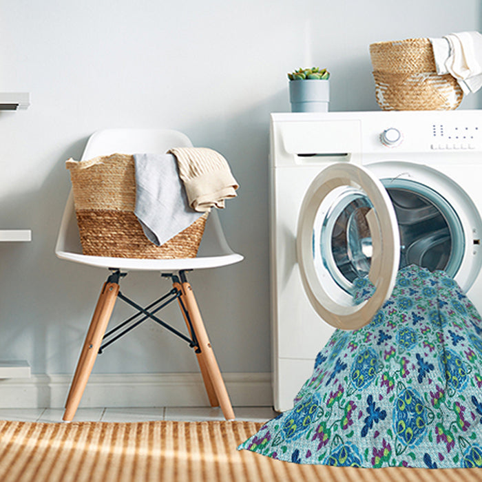 Machine Washable Transitional Blue Ivy Blue Rug in a Washing Machine, wshpat2487lblu