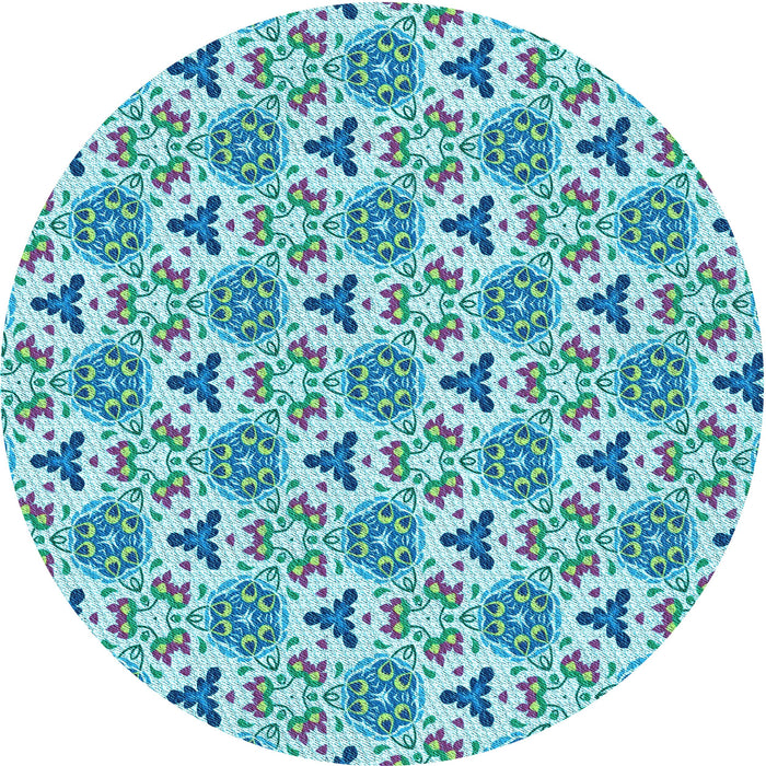 Square Machine Washable Transitional Blue Ivy Blue Rug in a Living Room, wshpat2487lblu