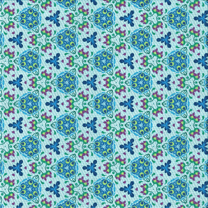 Round Patterned Blue Ivy Blue Rug, pat2487lblu