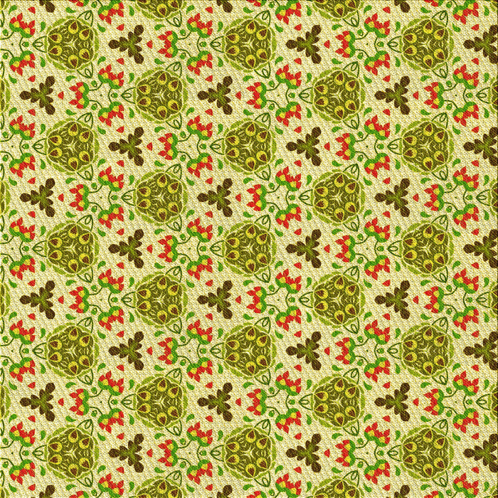 Round Patterned Dark Yellow Green Rug, pat2487yw