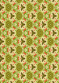 Machine Washable Transitional Dark Yellow Green Rug, wshpat2487yw