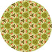 Square Patterned Dark Yellow Green Rug, pat2487yw