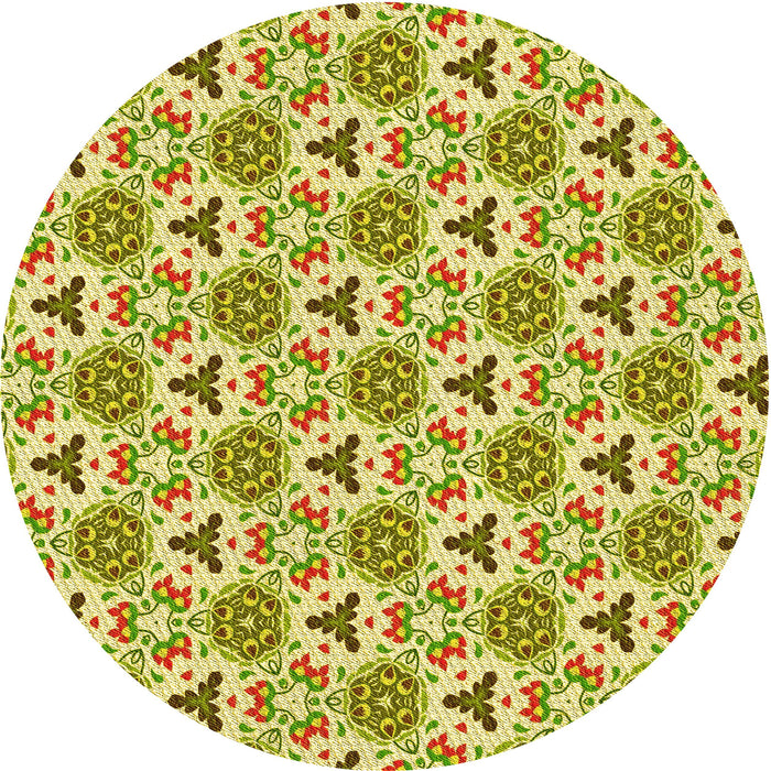 Square Machine Washable Transitional Dark Yellow Green Rug in a Living Room, wshpat2487yw
