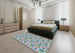 Patterned Mint Green Novelty Rug in a Bedroom, pat2487