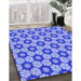 Patterned Sky Blue Rug in Family Room, pat2488blu