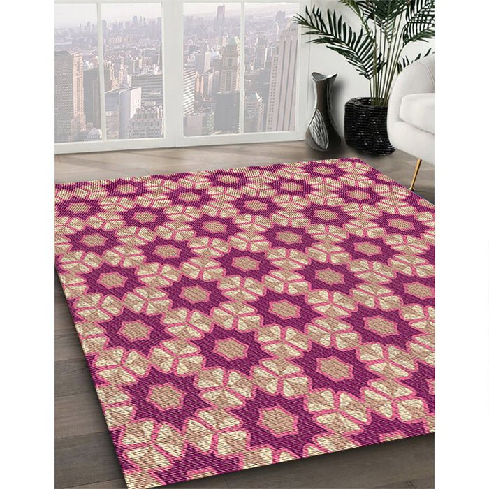 Machine Washable Transitional Pink Rug in a Family Room, wshpat2488brn
