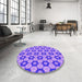 Round Patterned Bright Lilac Purple Rug in a Office, pat2488pur