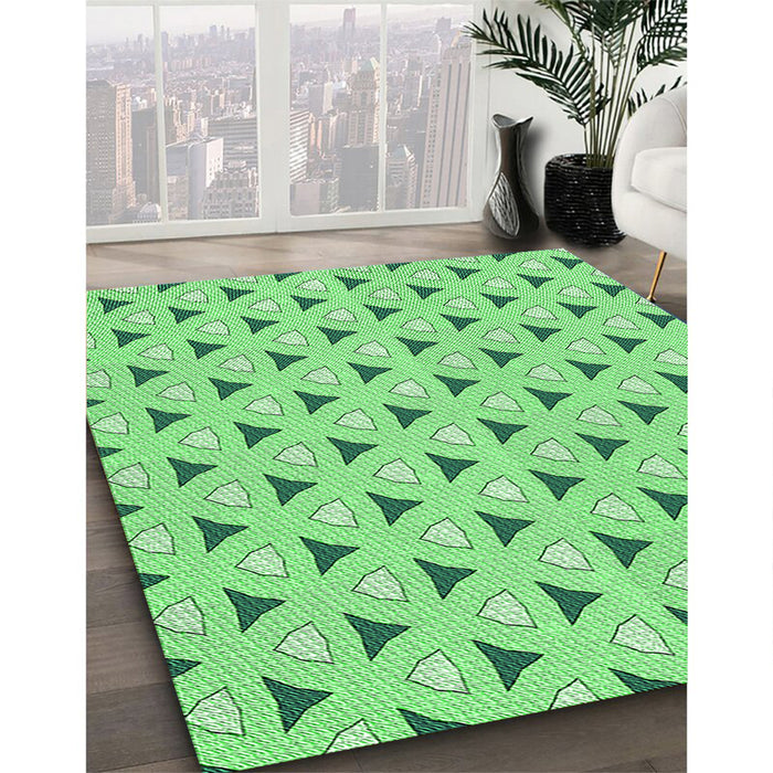 Patterned Green Rug in Family Room, pat2489grn