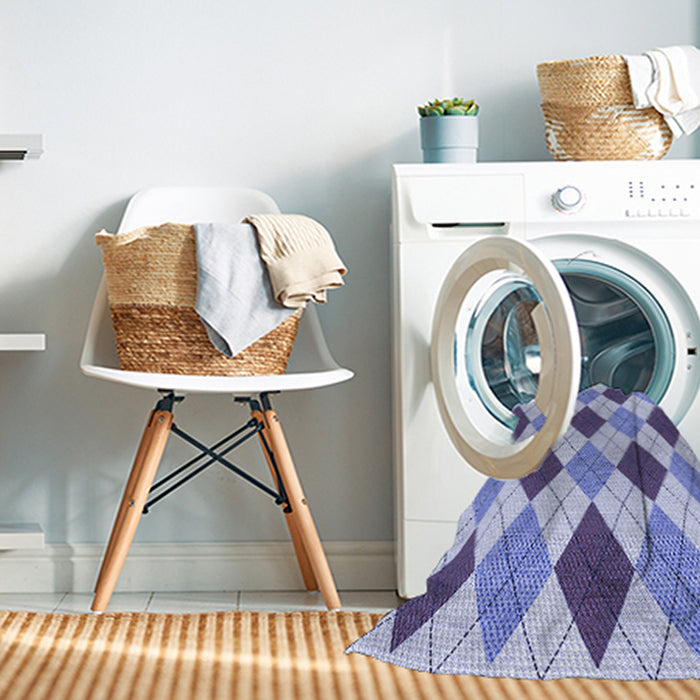 Machine Washable Transitional Slate Blue Rug in a Washing Machine, wshpat249blu