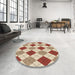 Round Patterned Khaki Gold Rug in a Office, pat249brn