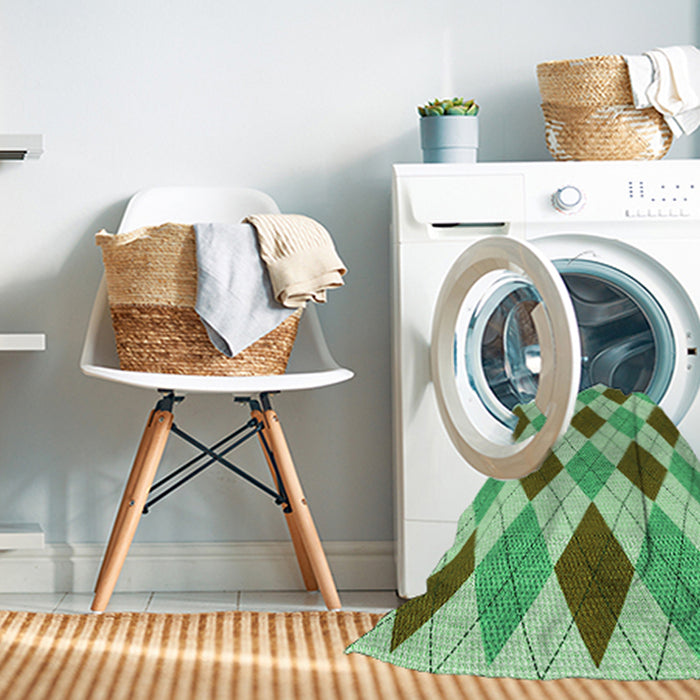 Machine Washable Transitional Green Rug in a Washing Machine, wshpat249grn