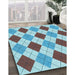 Patterned Green Rug in Family Room, pat249lblu