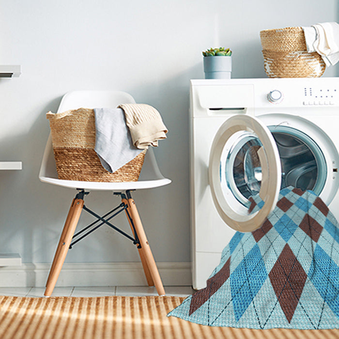 Machine Washable Transitional Green Rug in a Washing Machine, wshpat249lblu