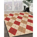 Patterned Red Rug in Family Room, pat249org