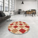 Round Patterned Red Rug in a Office, pat249org