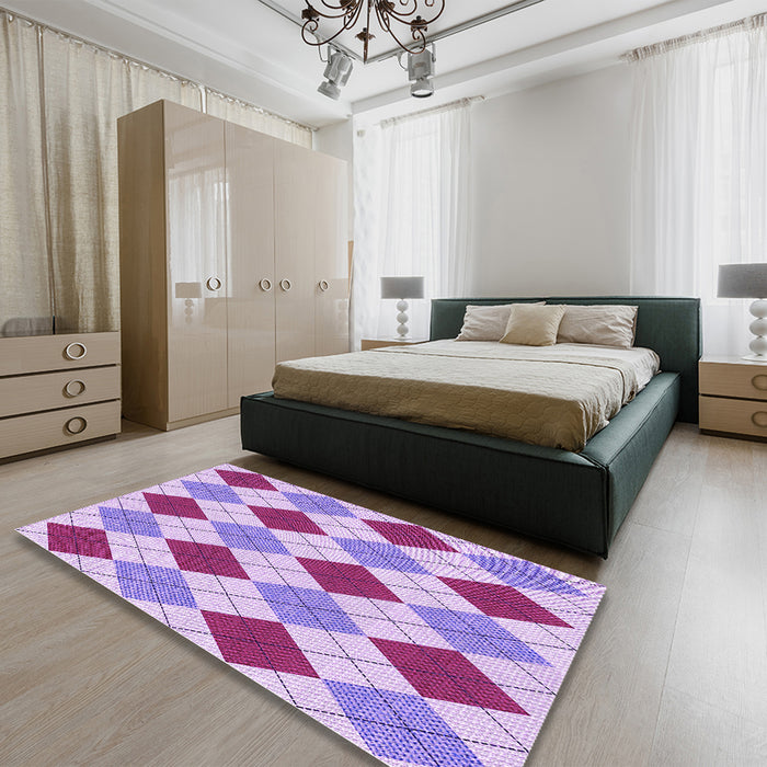 Patterned Orchid Purple Rug in a Bedroom, pat249pur