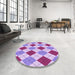 Round Patterned Orchid Purple Rug in a Office, pat249pur