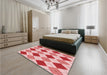 Patterned Deep Rose Pink Rug in a Bedroom, pat249rd