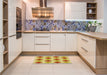 Patterned Chrome Gold Yellow Rug in a Kitchen, pat249yw