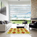 Square Patterned Chrome Gold Yellow Rug in a Living Room, pat249yw