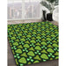 Patterned Dark Forest Green Rug in Family Room, pat2491grn