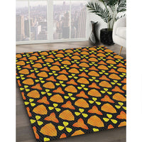 Patterned Orange Gold Novelty Rug, pat2491