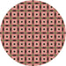 Square Patterned Brown Red Rug, pat2492brn