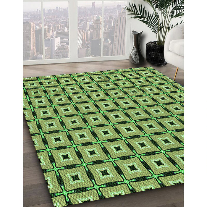 Patterned Seaweed Green Rug in Family Room, pat2492grn