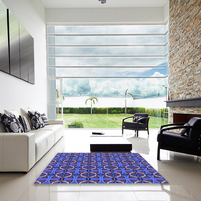 Machine Washable Transitional Light Slate Blue Rug in a Kitchen, wshpat2493blu