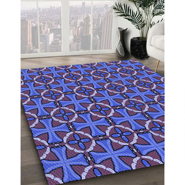 Machine Washable Transitional Light Slate Blue Rug in a Family Room, wshpat2493blu