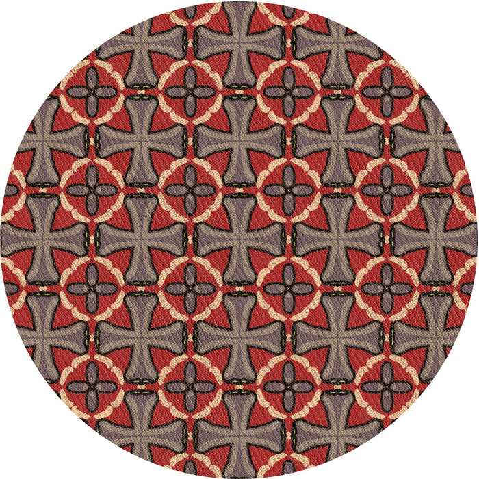 Square Patterned Dark Almond Brown Rug, pat2493brn