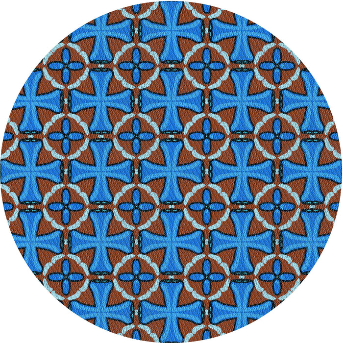 Square Patterned Red Brown Rug, pat2493lblu