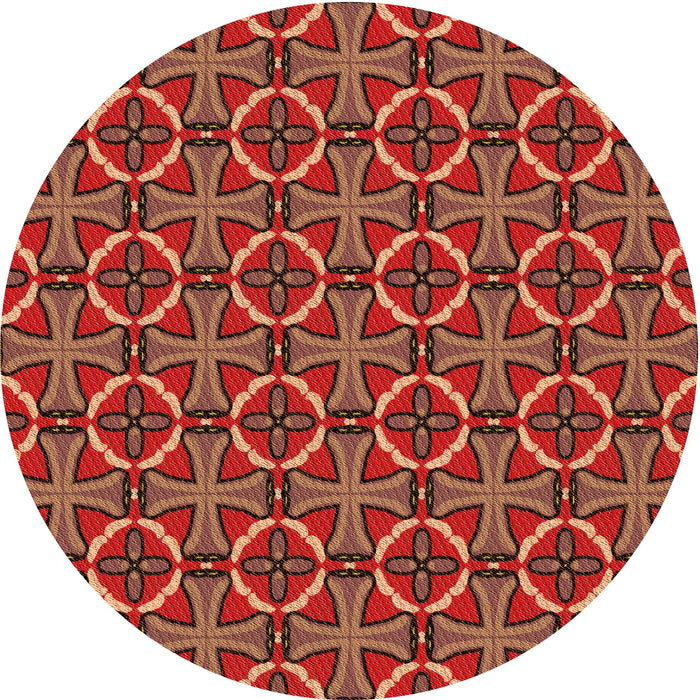 Square Patterned Tomato Red Rug, pat2493org