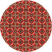 Square Patterned Tomato Red Rug, pat2493org