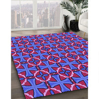 Patterned Light Slate Blue Rug, pat2493pur