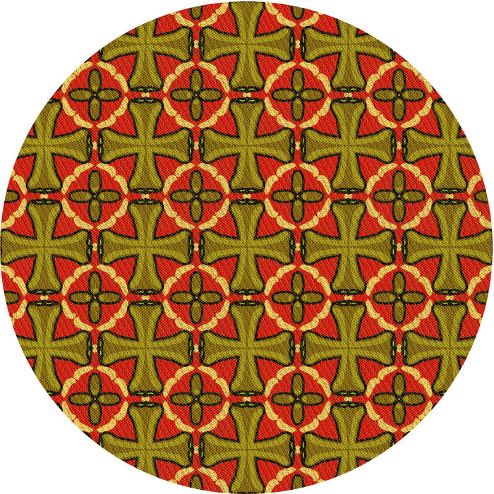 Square Patterned Tomato Red Rug, pat2493yw