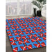 Patterned Iceberg Blue Modern Rug in Family Room, pat2493