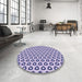 Round Patterned Deep Periwinkle Purple Rug in a Office, pat2494blu