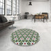 Round Patterned Gray Novelty Rug in a Office, pat2495