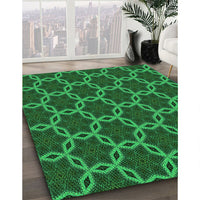 Patterned Deep Emerald Green Rug, pat2496grn