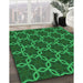 Patterned Deep Emerald Green Rug in Family Room, pat2496grn