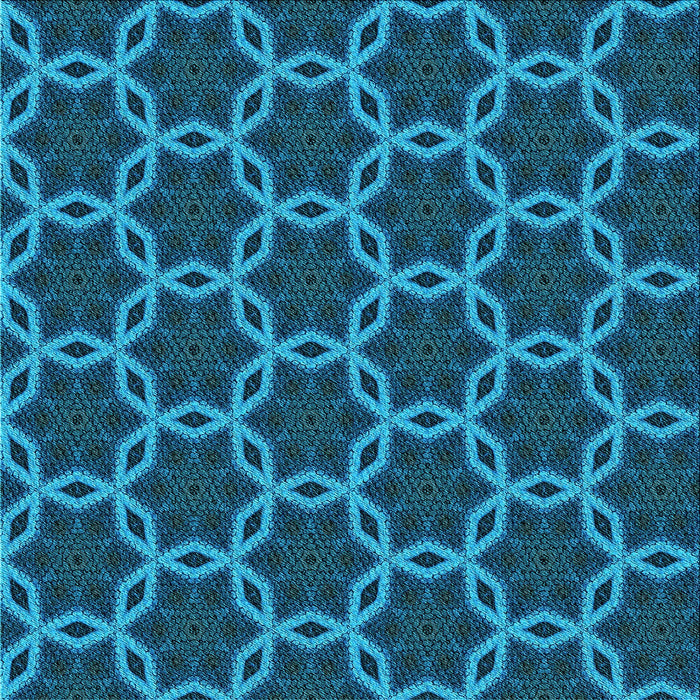 Round Patterned Deep Sky Blue Rug, pat2496lblu