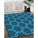 Patterned Deep Sky Blue Rug in Family Room, pat2496lblu