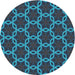 Square Machine Washable Transitional Deep-Sea Blue Rug, wshpat2496