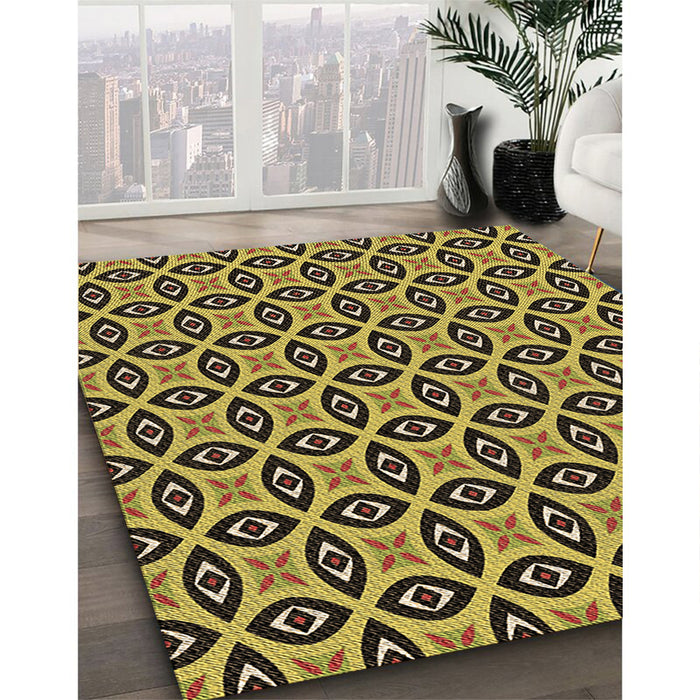Machine Washable Transitional Golden Brown Yellow Rug in a Family Room, wshpat2497brn